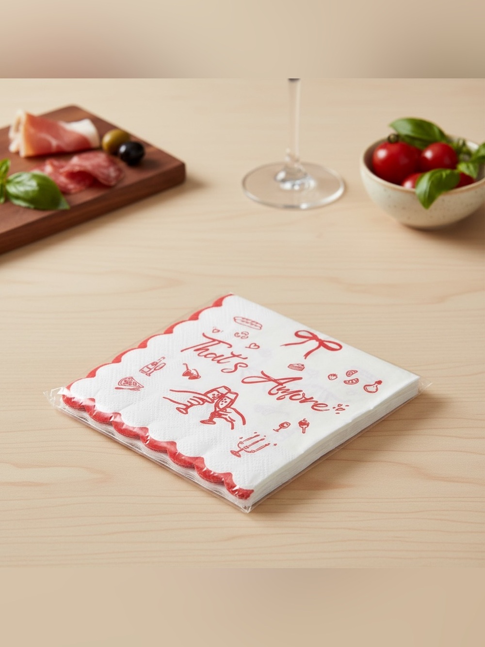 That’s Amore Party Napkins Red White Scalloped 20 Count Lot of 6 Packs